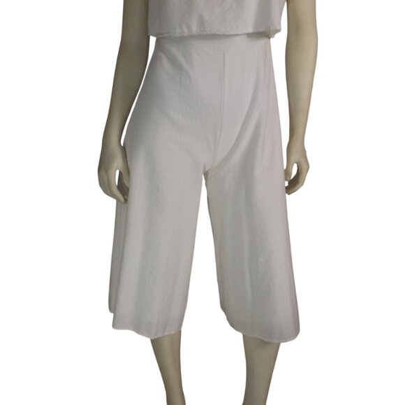 MVN The label Jumpsuit/Romper, 6/8, White Linen Blend,Layered, Gaucho Wide leg - Picture 4 of 12